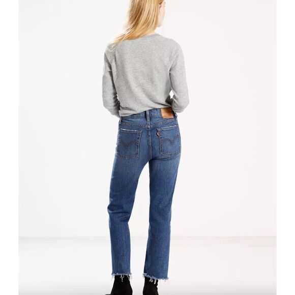 Levi's Premium Wedgie Fit Straight Women's Jeans Raw Hem Lasting Impression 24 - Picture 2 of 11